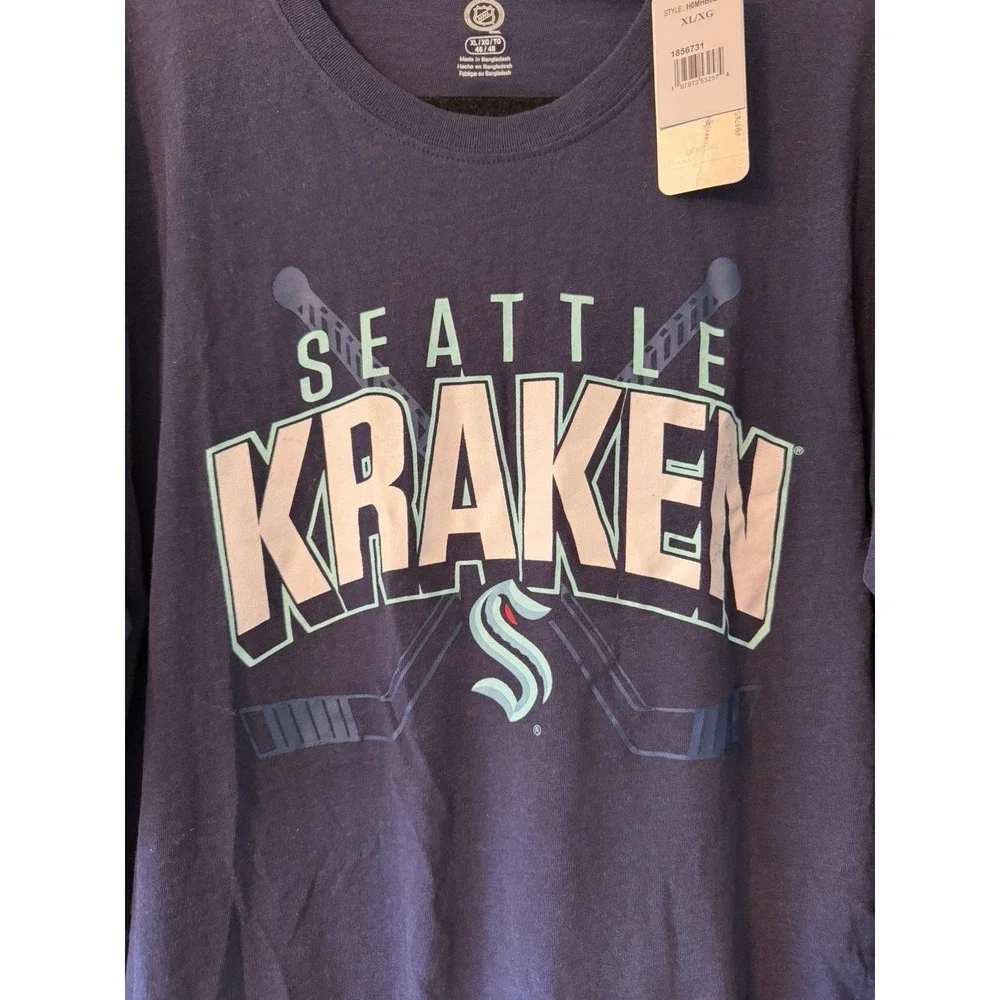 Seattle Kraken Men's Sz XL Long Sleeve NHL T's Blue Graphic‎ shirt Hockey NWT
